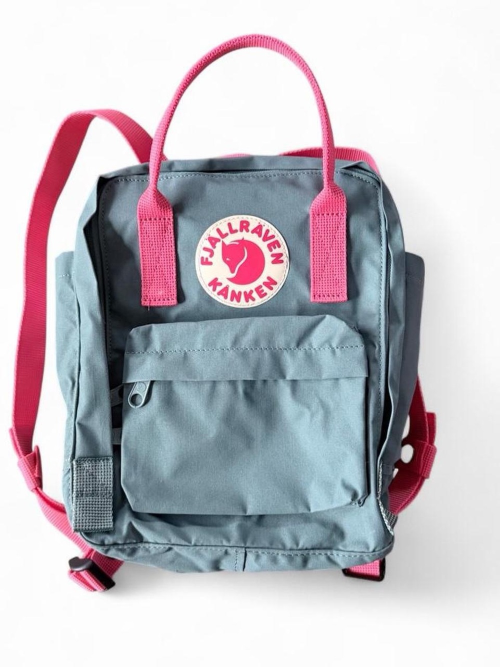 Fjallraven Kånken Mini Backpack in Slate Blue with Pink Accents